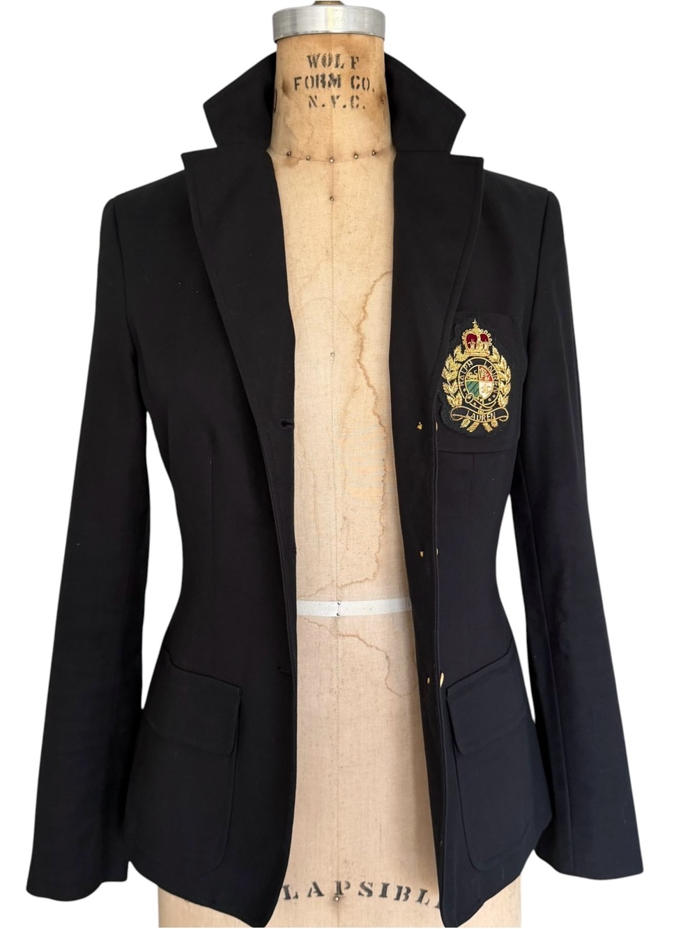 Lauren Ralph Lauren Black Crest Blazer Gold Buttons Size 2 - Picture 7 of 11
